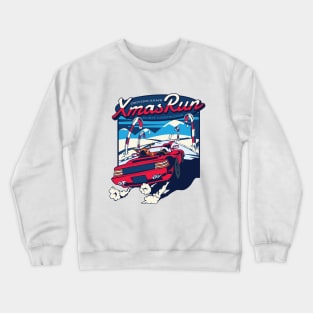 Christmas Run Funny Santa And Reindeer Video Game Design Crewneck Sweatshirt